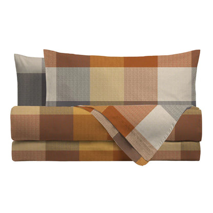 Completo Letto Amaury Brandy – Lenzuola Stampate Singolo, Piazza e Mezza, Matrimoniale (Ocra/Beige)