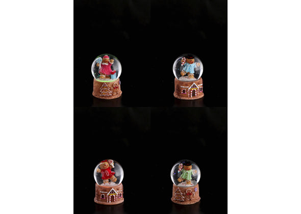 4  Palla di neve con omino marzapane al suo interno e base in resina a forma di casa di marzapane