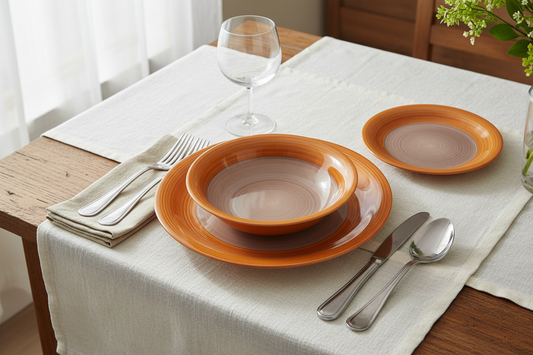 Servizio piatti Cloe ceramica giallo 18 pezzi