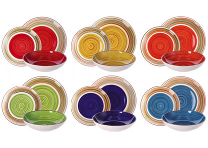 Servizio Piatti in Ceramica “Ilary” 18 Pezzi – Colori Assortiti