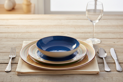 Servizio Piatti in Ceramica “Ilary” 18 Pezzi – Colori Assortiti