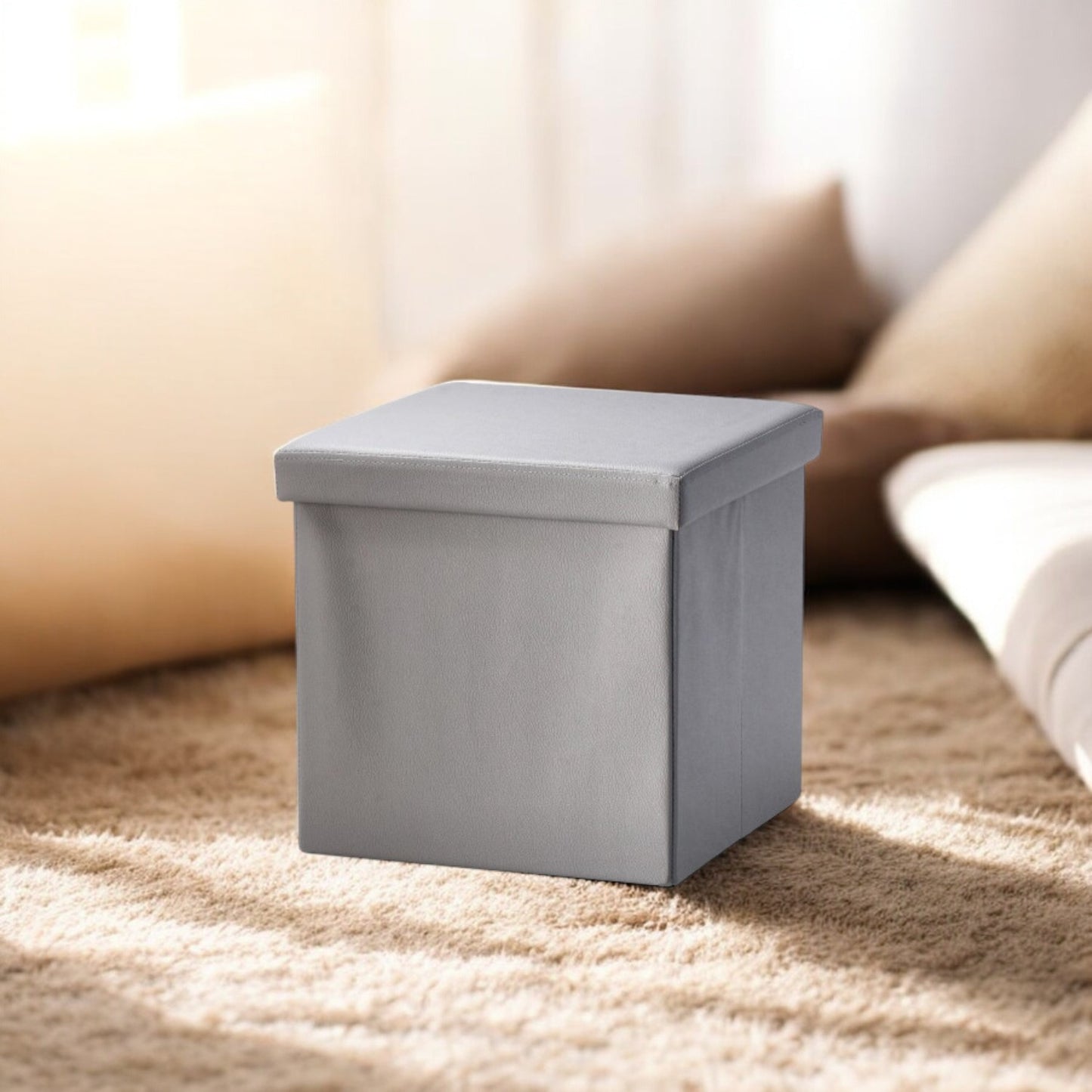 Pouf pieghevole in ecopelle – assortito 4 colori
