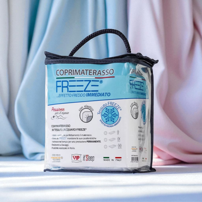 Coprimaterasso Freeze in tessuto rinfrescante con angoli elasticizzati – 3 Dimensioni Disponibili