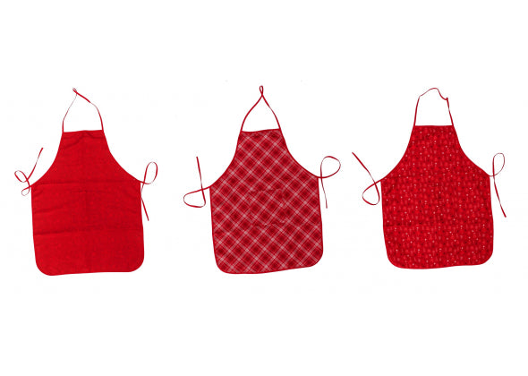 Grembiule Antimacchia Natalizio in Tessuto "Melin" - Rosso - 3 Decorazioni assortite