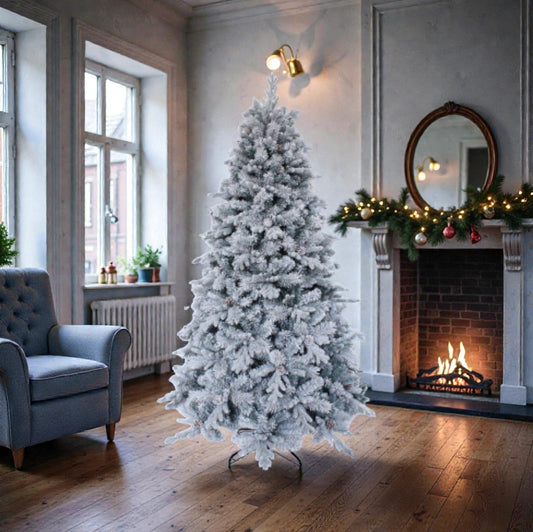 Albero di Natale Innevato Cogne con Pigne 180 cm