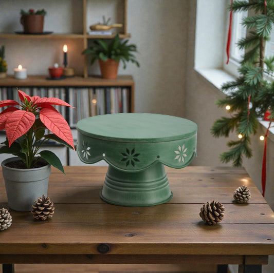 Alzata in Legno Natalizia - Verde o Rossa - 2 Dimensioni disponibili