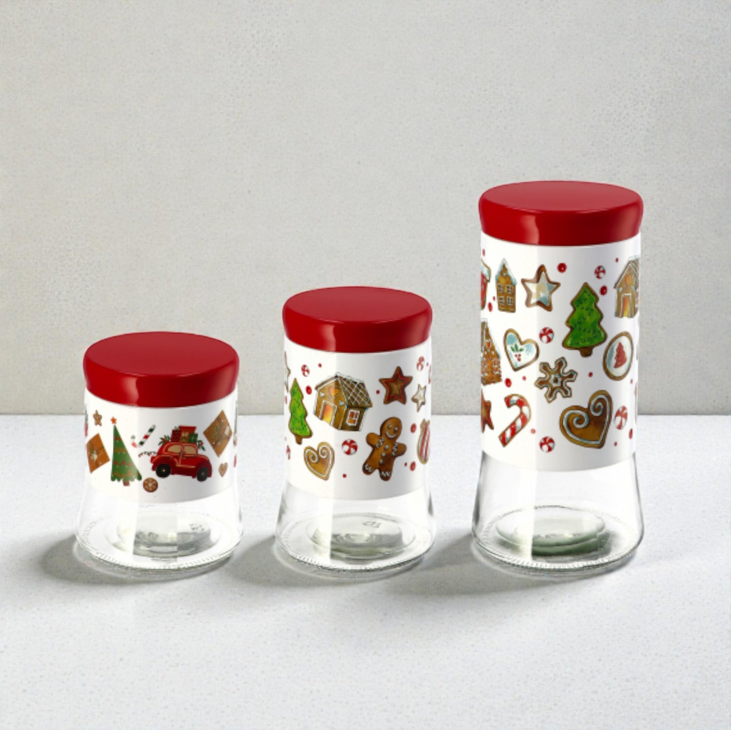 Barattolo di Natale in Vetro con Coperchio in Alluminio 3 Dimensioni