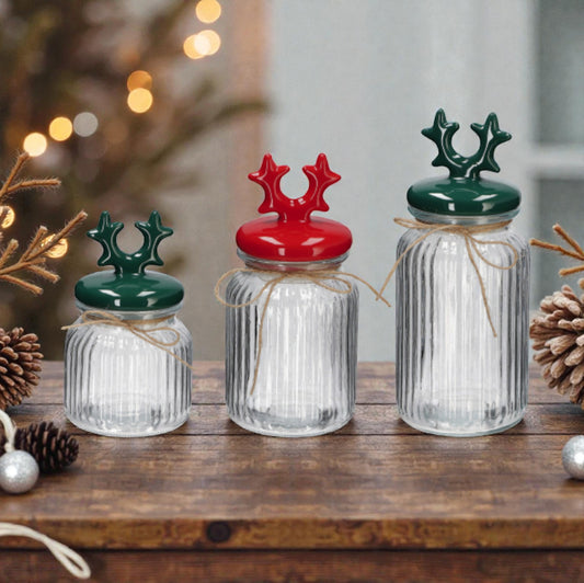 Barattolo in Vetro con Coperchio in Ceramica Assortito 2 Colori – 3 Dimensioni