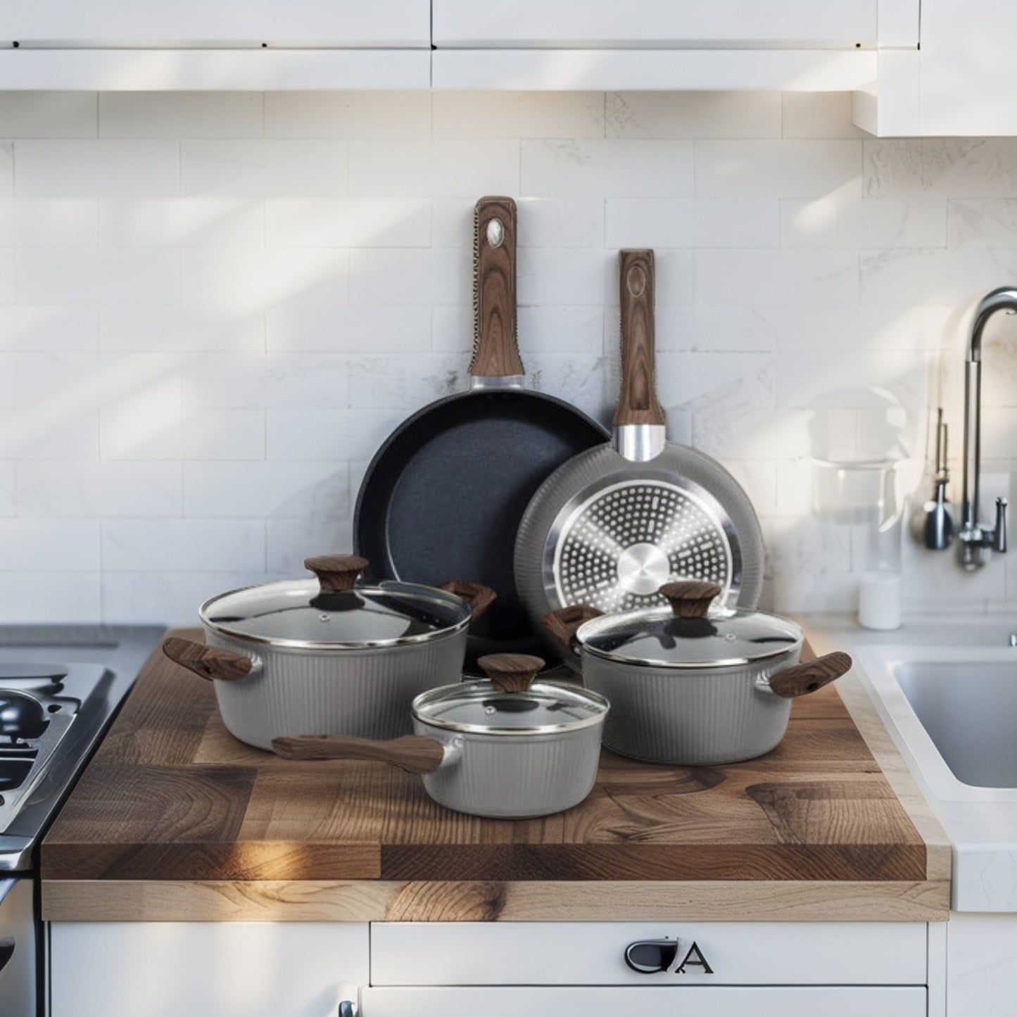 Batteria Dorica in Alluminio Forgiato - Batteria Pentola da 8 Pezzi