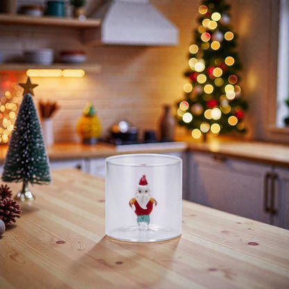 Bicchiere di Natale in Vetro con Figura 3D - Capacità 36 cl - 6 modelli assortiti