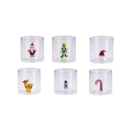 Bicchiere di Natale in Vetro con Figura 3D - Capacità 36 cl - 6 modelli assortiti