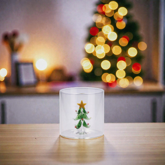 Bicchiere di Natale in Vetro con Figura 3D - Capacità 36 cl - 6 modelli assortiti