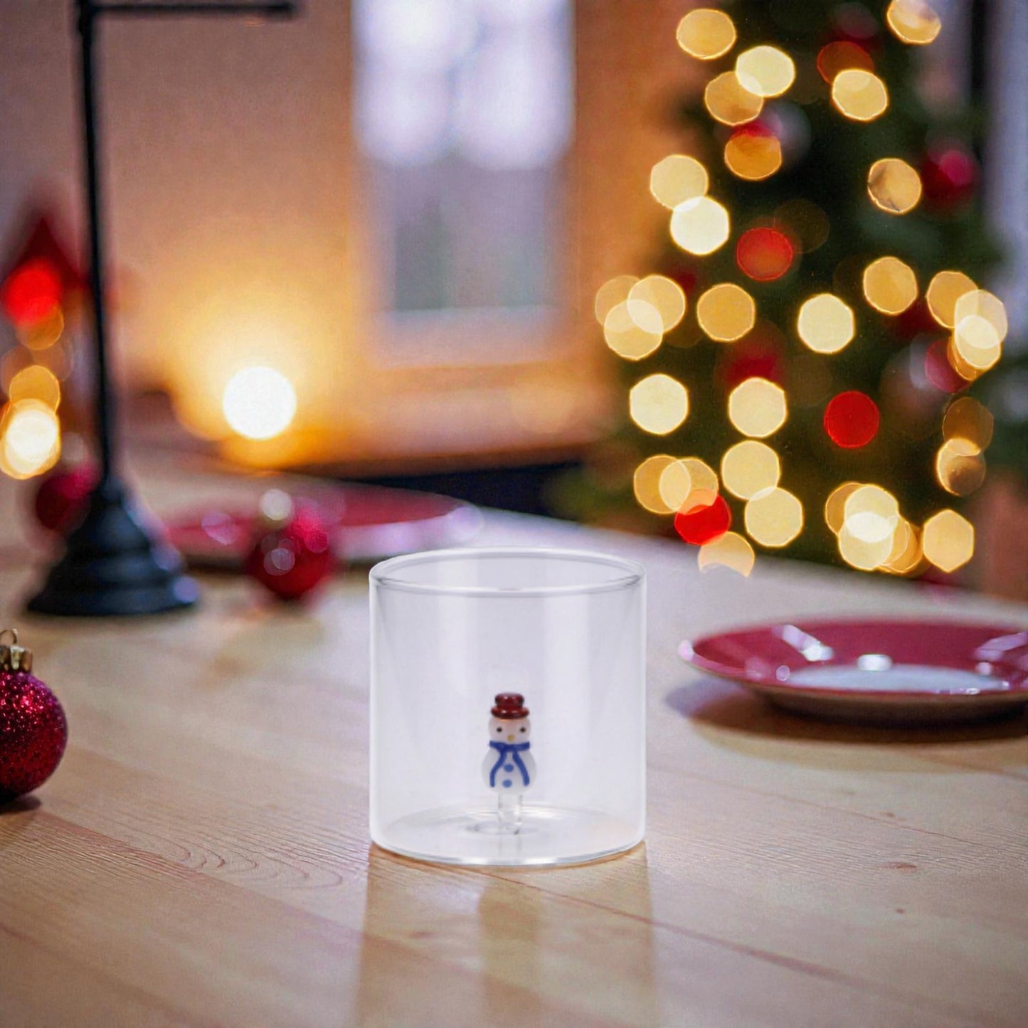 Bicchiere di Natale in Vetro con Figura 3D - Capacità 36 cl - 6 modelli assortiti