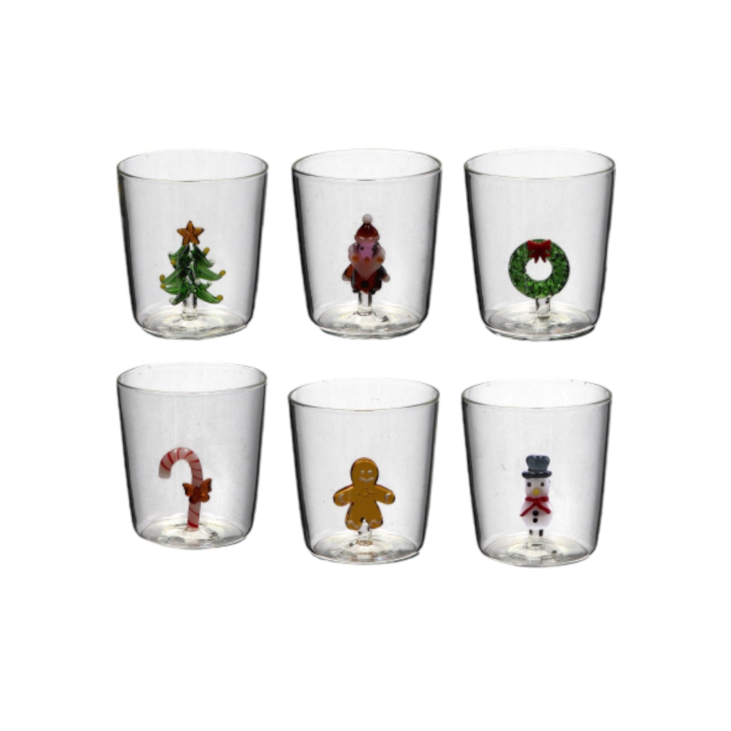 Bicchiere di Natale in Vetro con Figura 3D - Capacità 35 cl - 6 Modelli assortiti