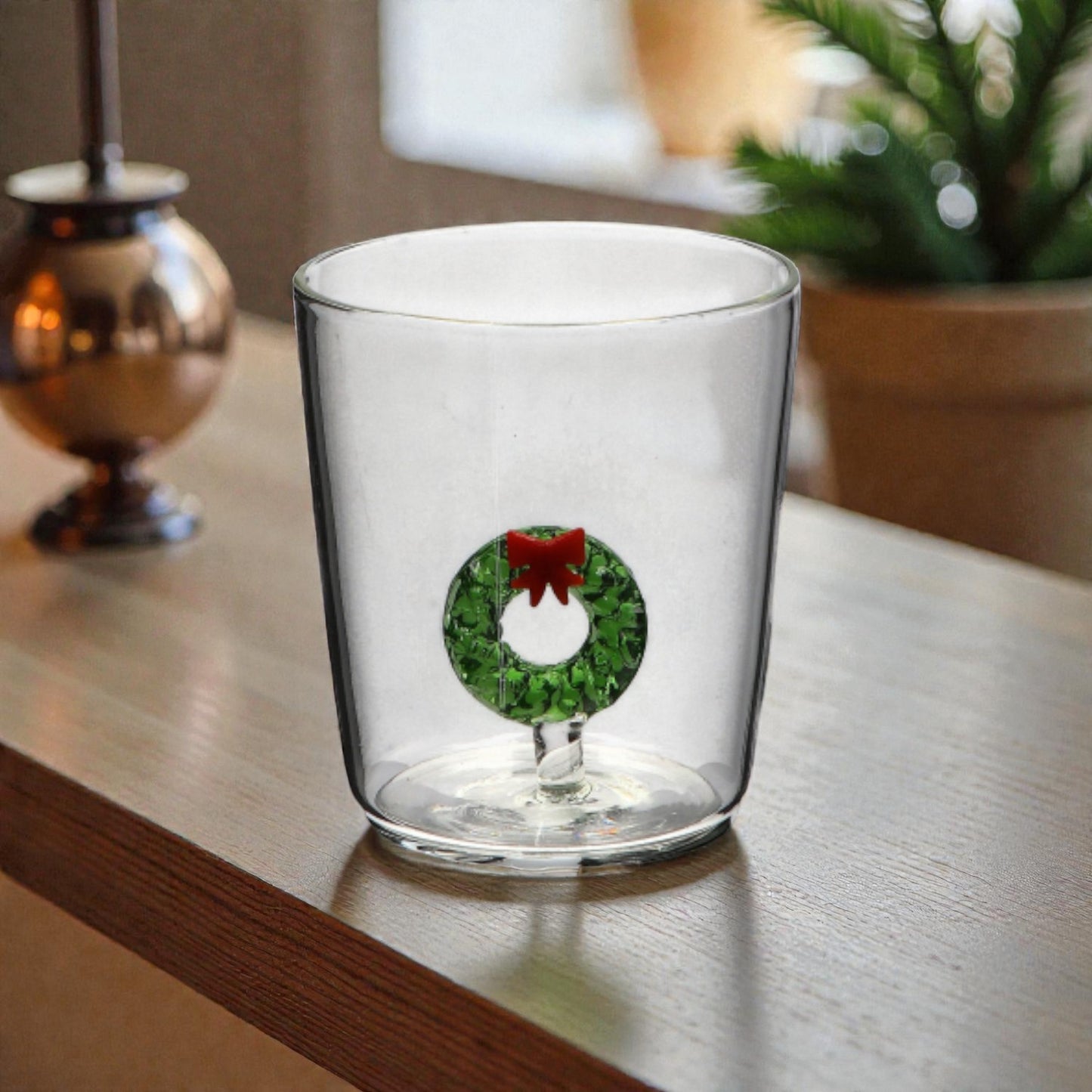 Bicchiere di Natale in Vetro con Figura 3D - Capacità 35 cl - 6 Modelli assortiti