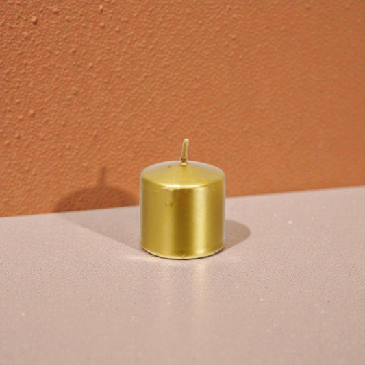 Candela Cilindro Natale Oro Diametro 5 x Altezza 5,5 cm