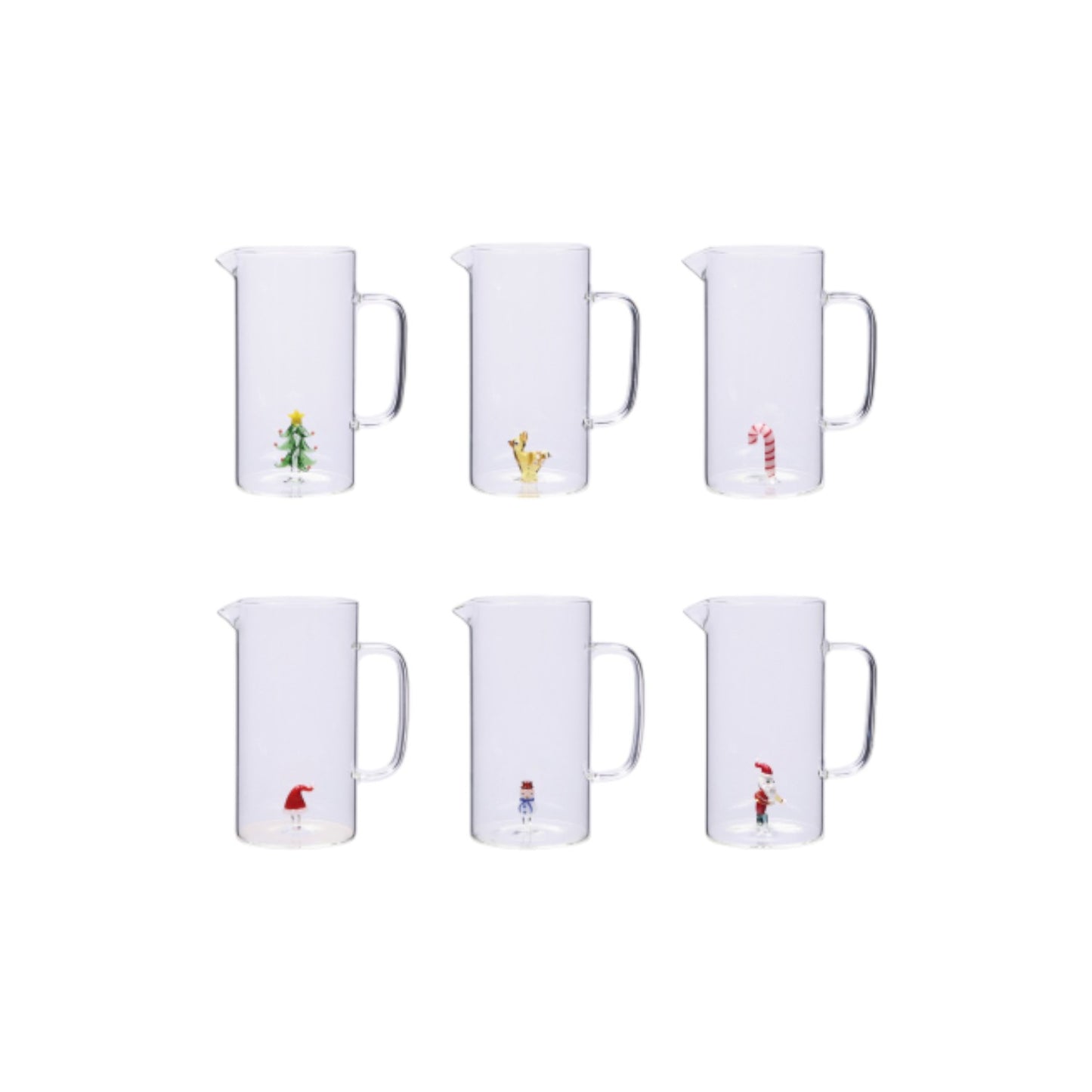 Caraffa Natale in Vetro con Figura 3D - Capacità 1,2 Litri - 6 Modelli assortiti