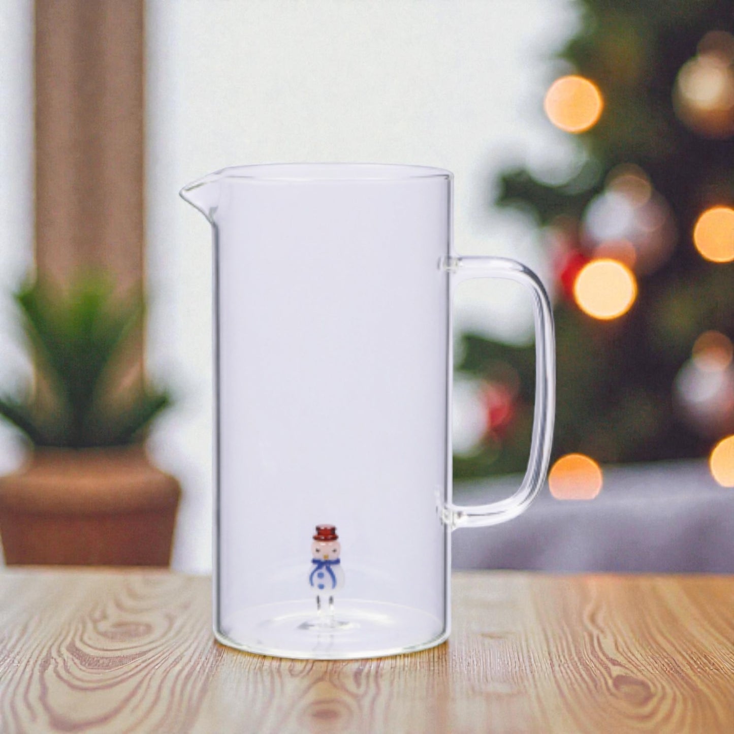 Caraffa Natale in Vetro con Figura 3D - Capacità 1,2 Litri - 6 Modelli assortiti