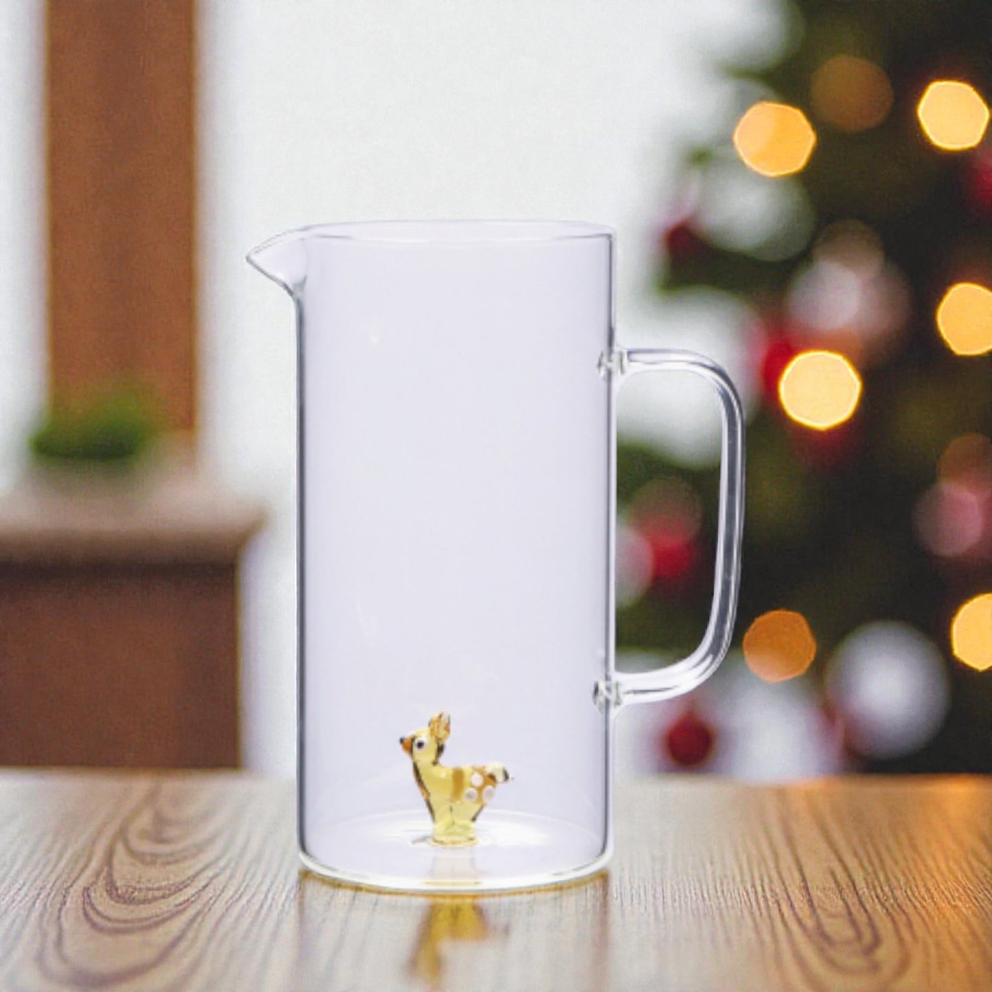 Caraffa Natale in Vetro con Figura 3D - Capacità 1,2 Litri - 6 Modelli assortiti