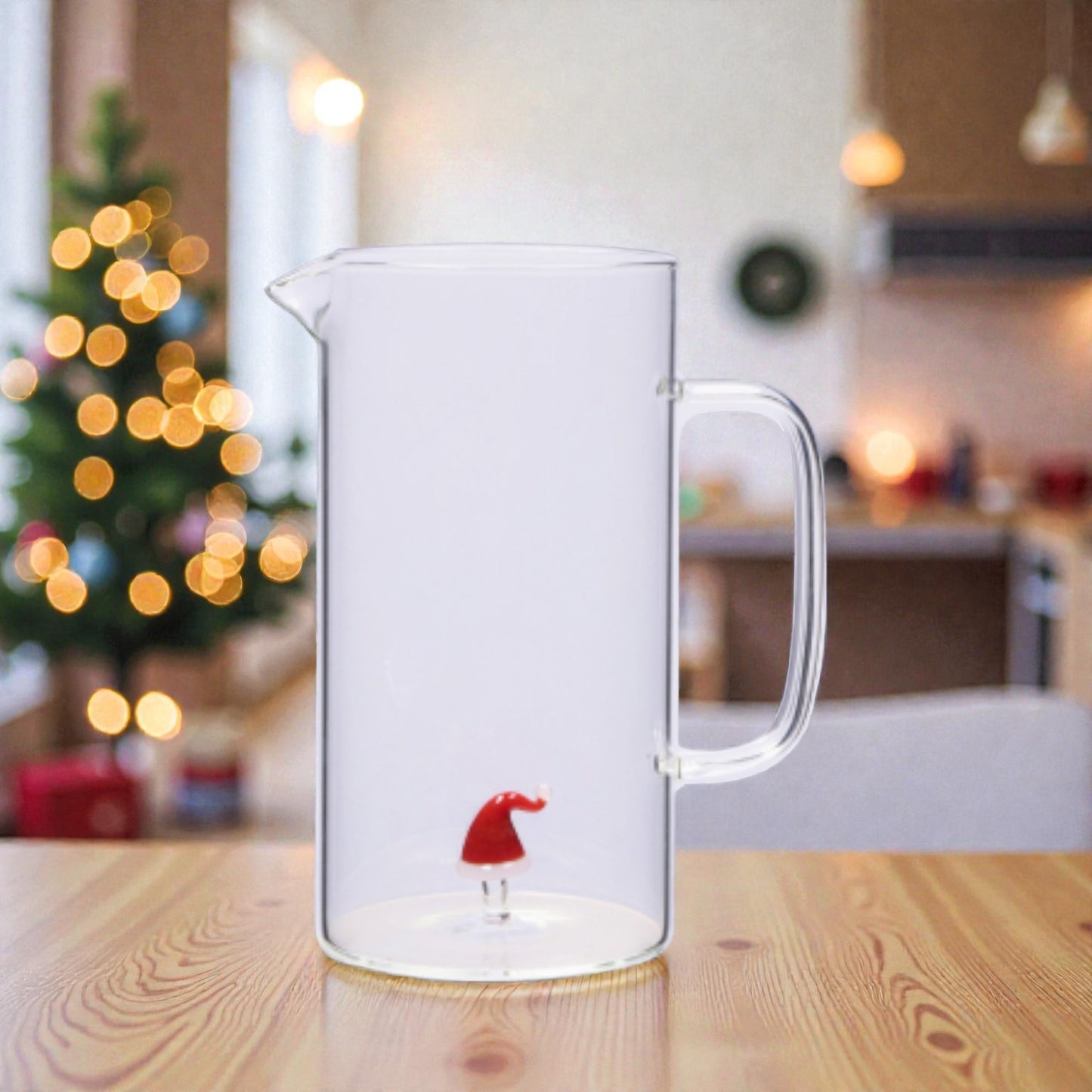 Caraffa Natale in Vetro con Figura 3D - Capacità 1,2 Litri - 6 Modelli assortiti