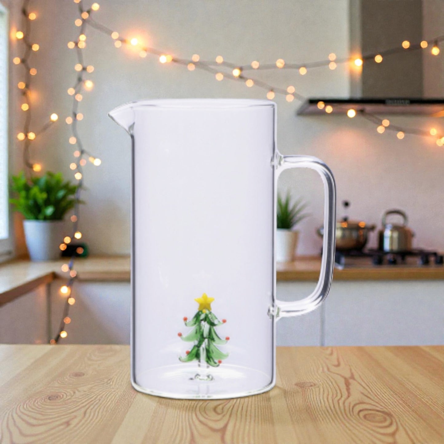 Caraffa Natale in Vetro con Figura 3D - Capacità 1,2 Litri - 6 Modelli assortiti