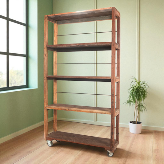 Carrello in legno con 5 ripiani - cm. 118 x 37 x h. cm. 218