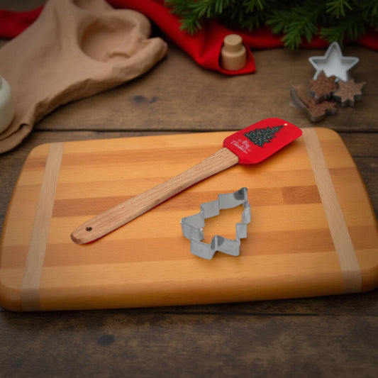 Set 2 Pezzi da Cucina Natale con Spatola in Silicone e Formina Tagliabiscotti