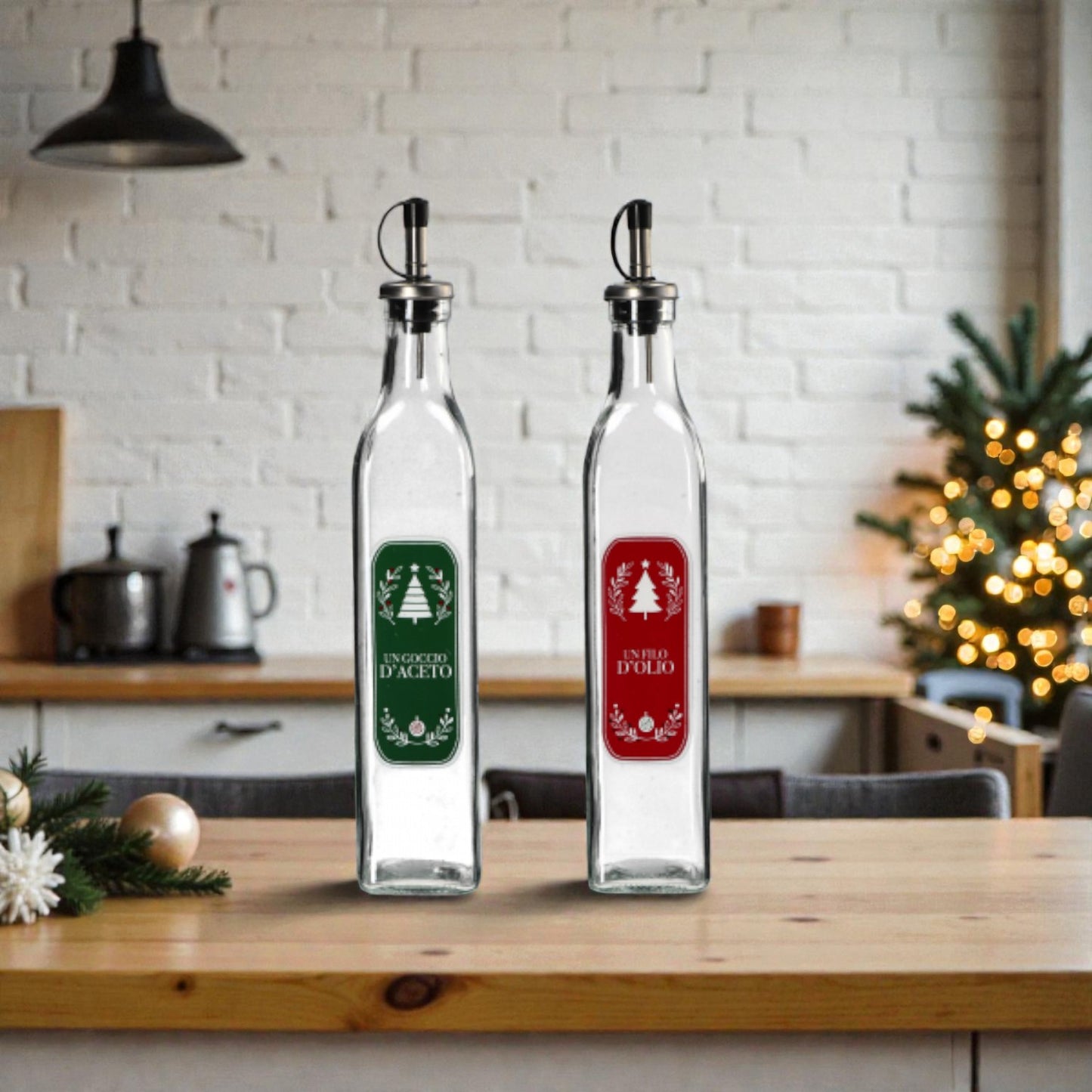 Oliera di Natale in Vetro 500 ml - 2 Colori assortiti