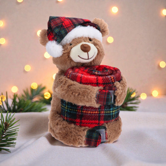Set peluche orsacchiotto di natale coperta plaid abbinata di natale.