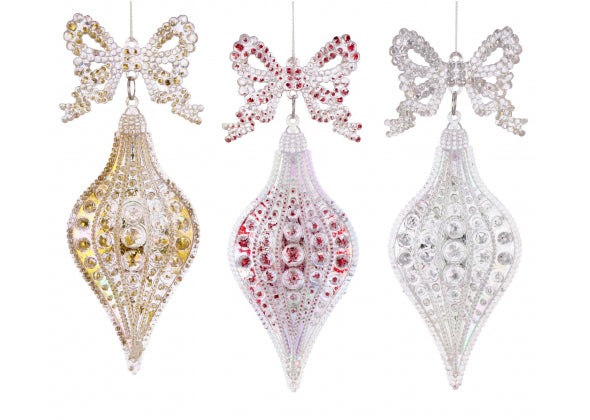 3 Decorazione eleganti di natale in acrilico con sfondo bianco.