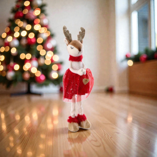 Decorazio di natale a forma di Renna volpe di natale con vestito festivo rosso