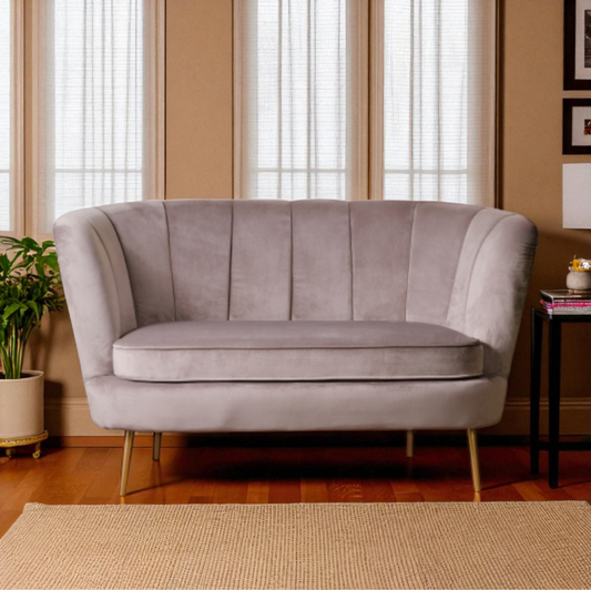 Sofà in Velluto "Kean" con Gambe in Ferro – cm 130 x 78 x h. 73 – Colori Disponibili: Grigio, Rosa