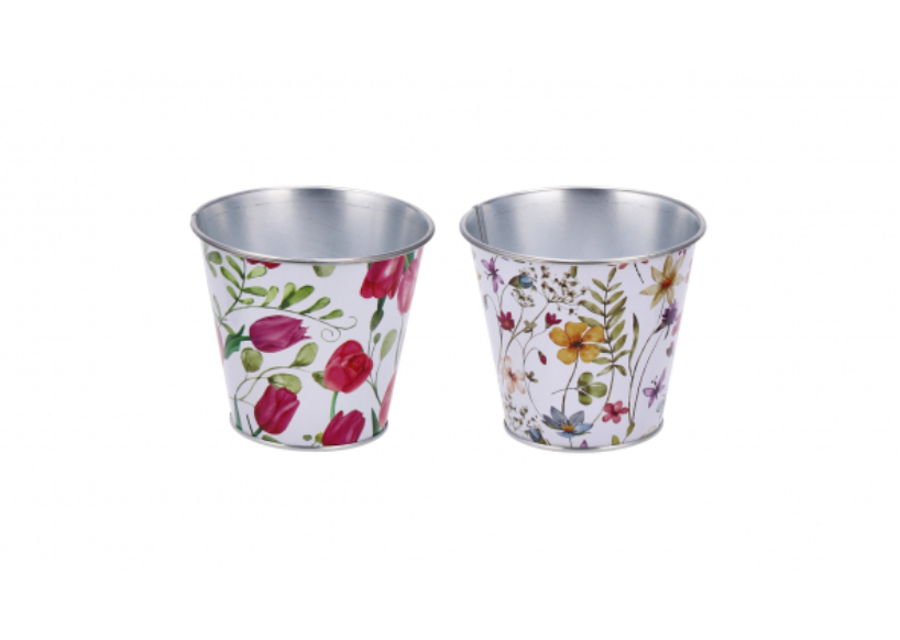 Fioriera Rotonda in Ferro – 2 Decori Assortiti – Ø 11 x H 10 cm