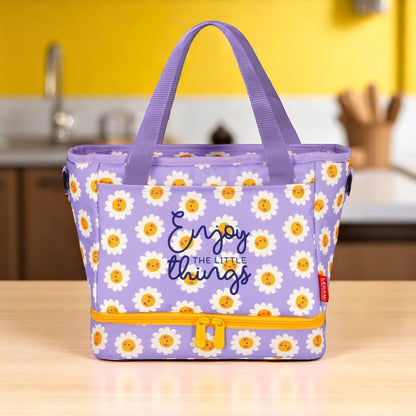 Borsa per il pranzo viole con fantasia margherite di Legami e Prodomo