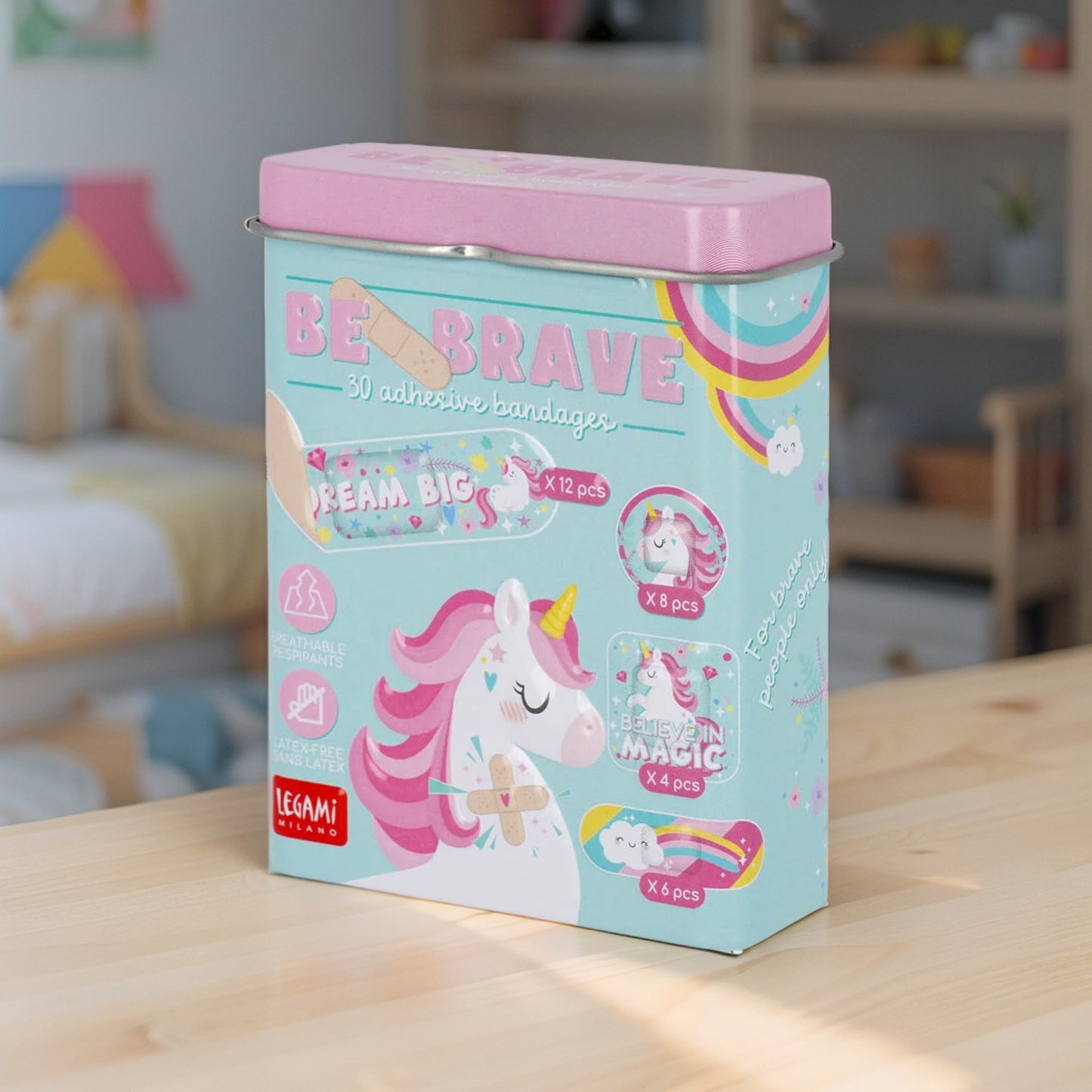 Kit of 30 Printed Be Brave Patches - Unicorn Theme - Legami