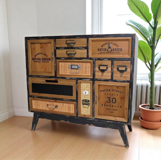 Mobile in Legno con 2 Ante e 9 Cassetti - cm. 87 x 34 x h. cm. 82