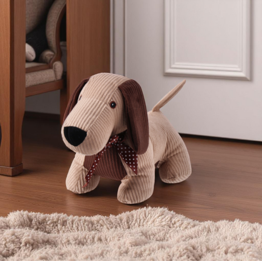 Fermaporta in tessuta a forma di cane. Venduto da Prodomo negozio online di Casalinghi