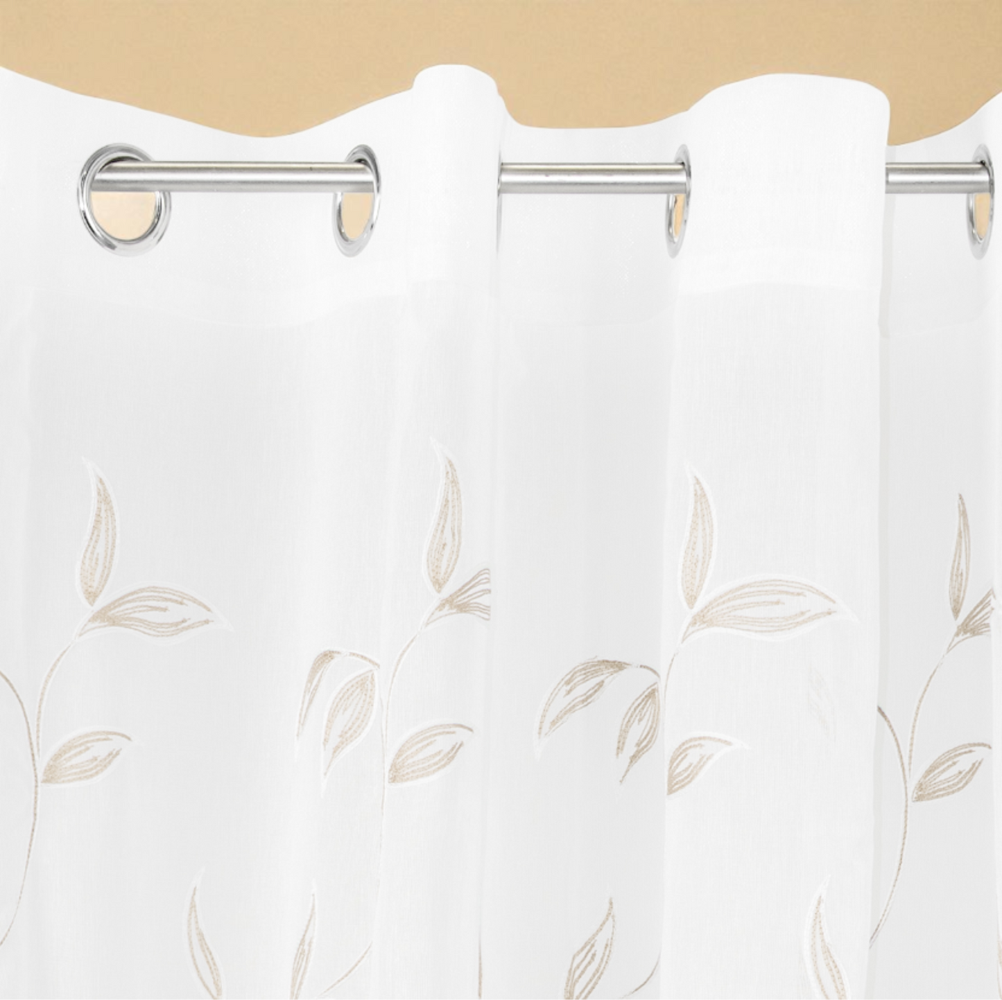 Leaves – Tenda ad anelli 140×280 cm – disponibile in 4 colori: avorio, ottanio, rosso, sabbia