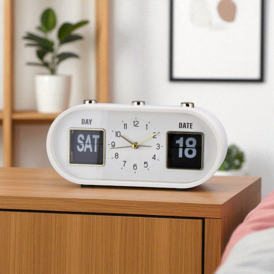 Orologio Sveglia con Calendario in Plastica - 3 Colori Assortiti
