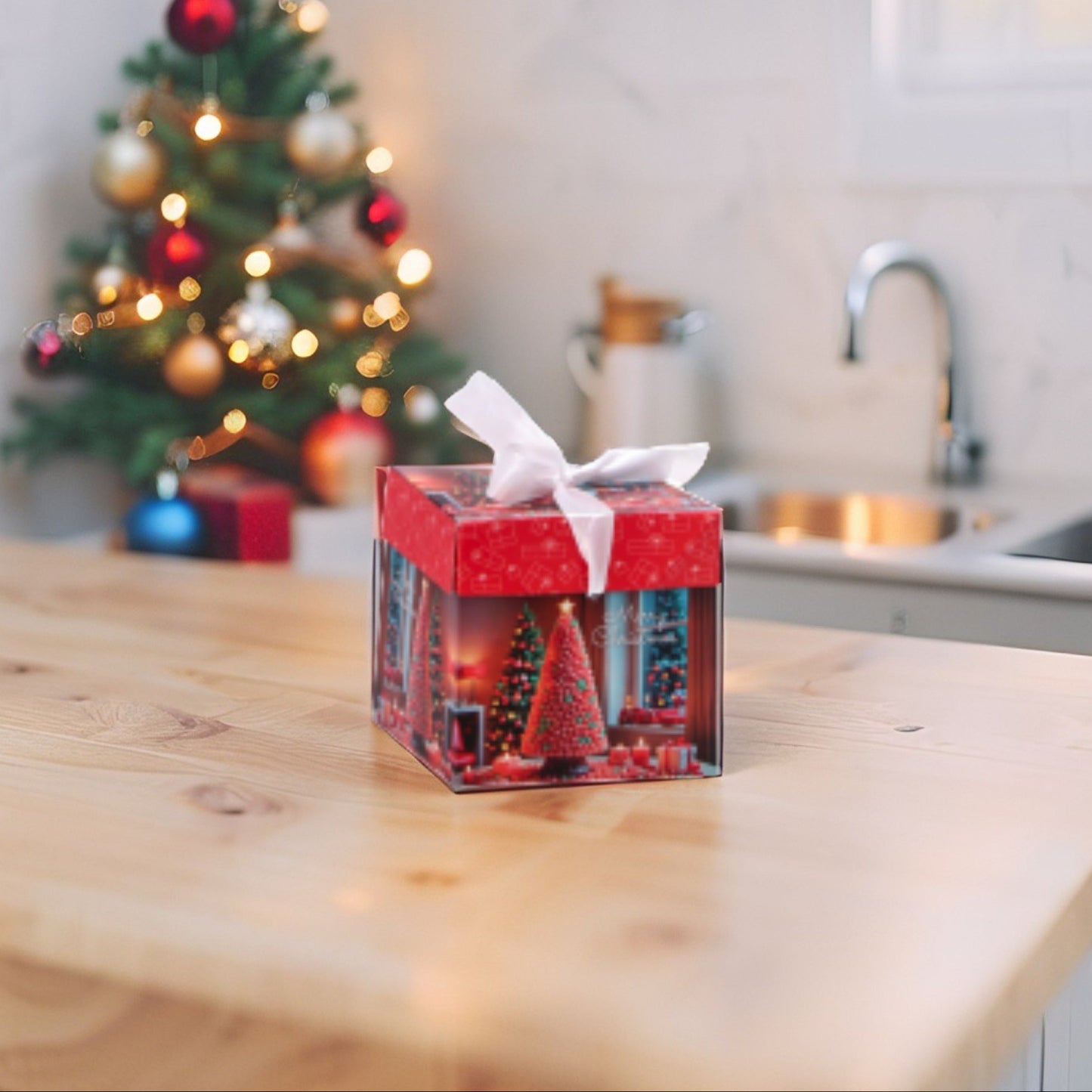 Pacchetto Regalo Pieghevole Natale - Scatola Stampata - 6 decori assortiti