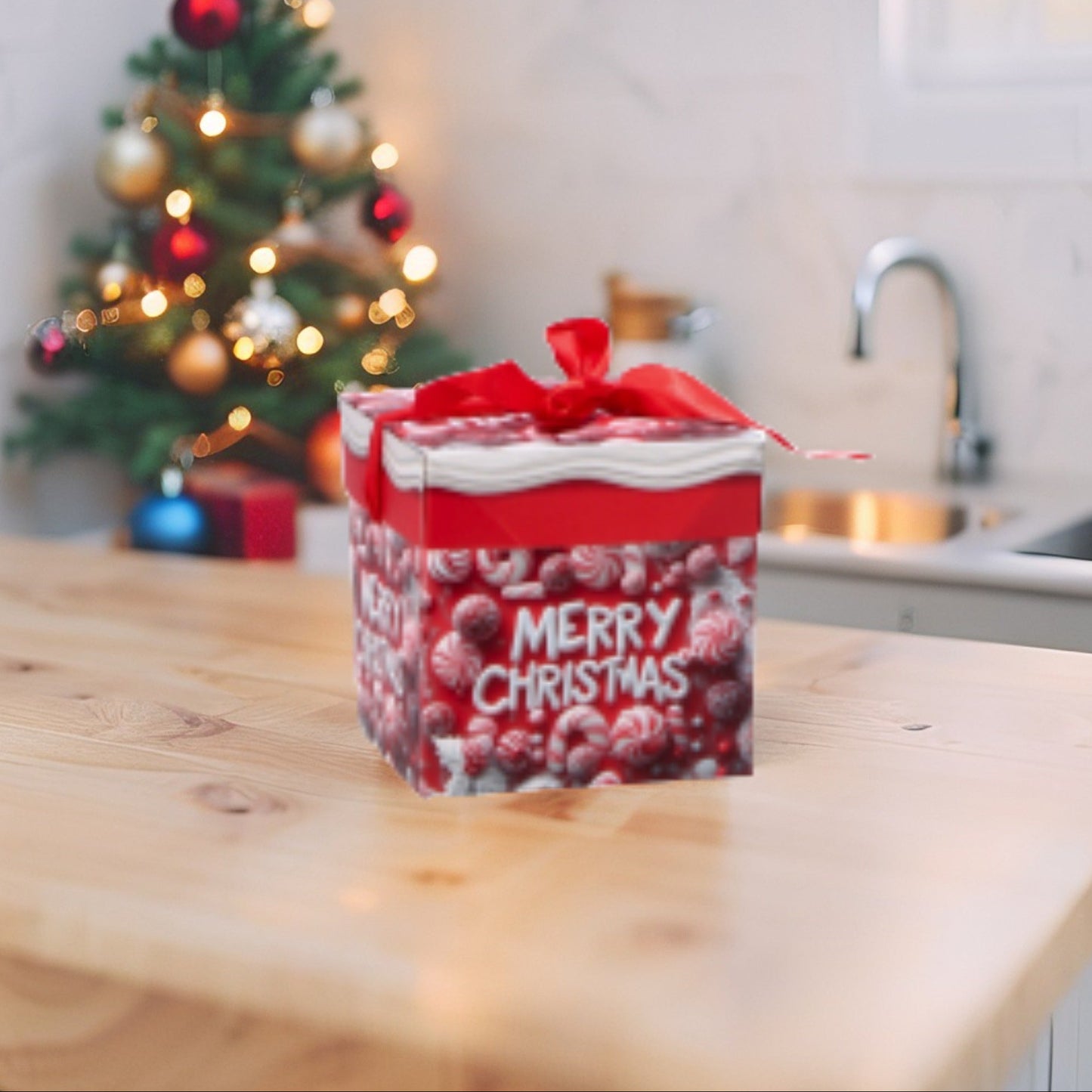 Pacchetto Regalo Pieghevole Natale - Scatola Stampata - 6 decori assortiti