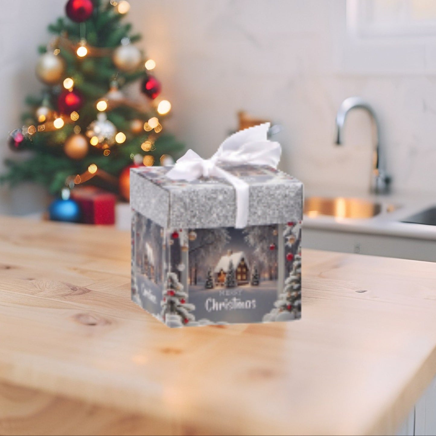 Pacchetto Regalo Pieghevole Natale - Scatola Stampata - 6 decori assortiti