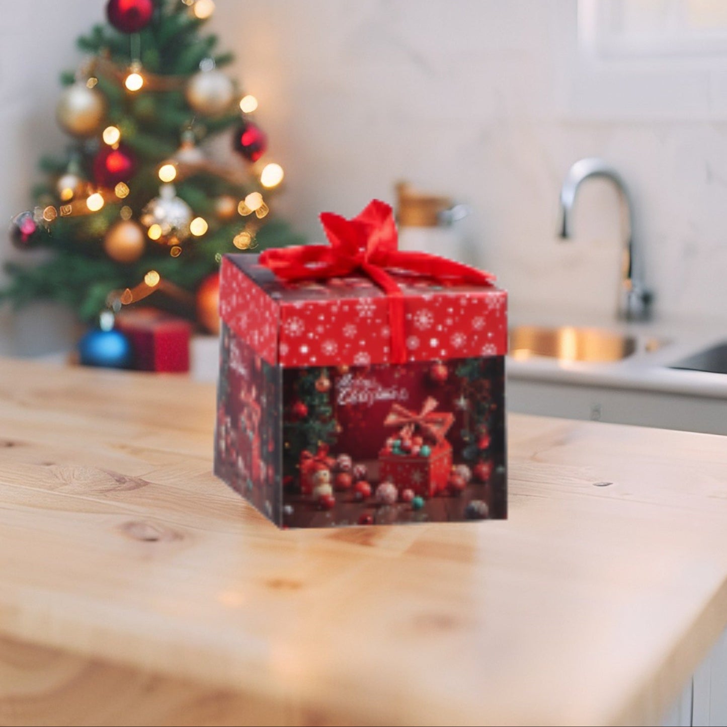 Pacchetto Regalo Pieghevole Natale - Scatola Stampata - 6 decori assortiti