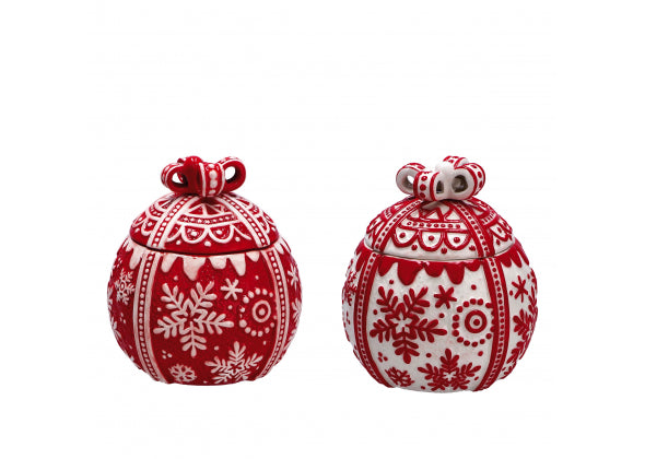 Contenitore Natale a Forma di Pacco Regalo in Ceramica