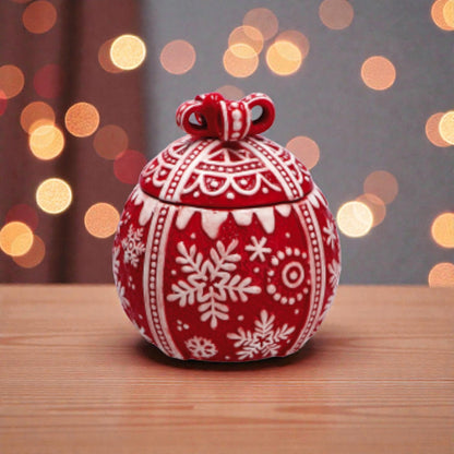 Contenitore Natale a Forma di Pacco Regalo in Ceramica