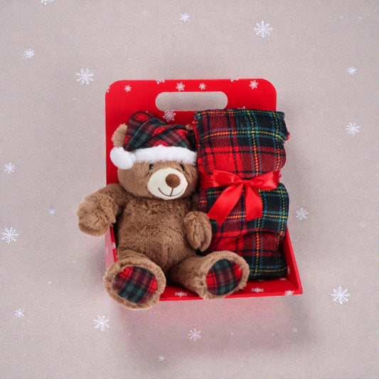 Set peluche orsacchiotto di natale coperta plaid abbinata di natale.