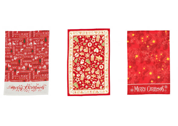 Set 2 Salviette di Natale Karima in Misto Cotone - 3 decori assortiti