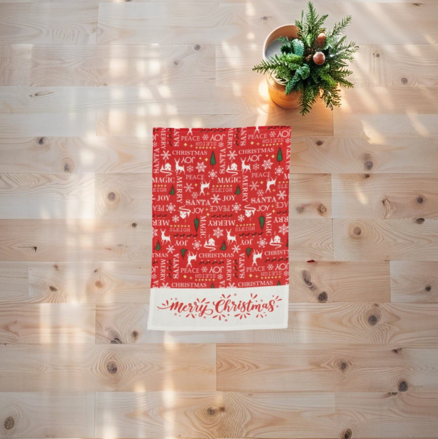 Set 2 Salviette di Natale Karima in Misto Cotone - 3 decori assortiti