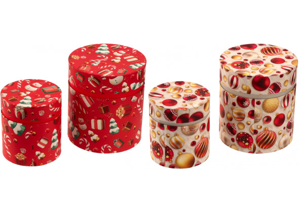 Set 2 Pacco Regalo Natale - Scatole in Cartone Stampato - 2 decori assortiti