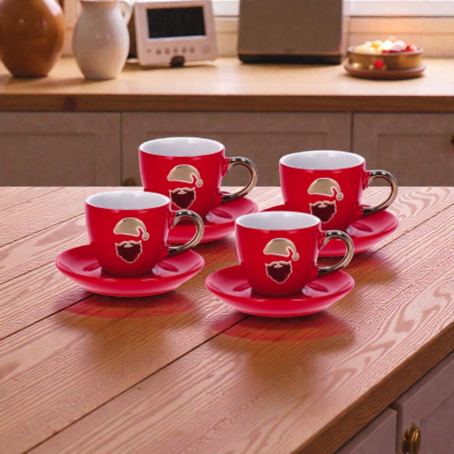 Servizio da Caffè Natale in Ceramica "Dock" per 4 Persone